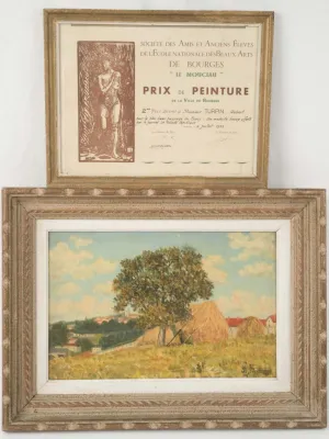 1955 Oil Painting on Canvas - Awarded 2nd Prize at Bourges Fine Arts Competition 15¾" x 21¾"