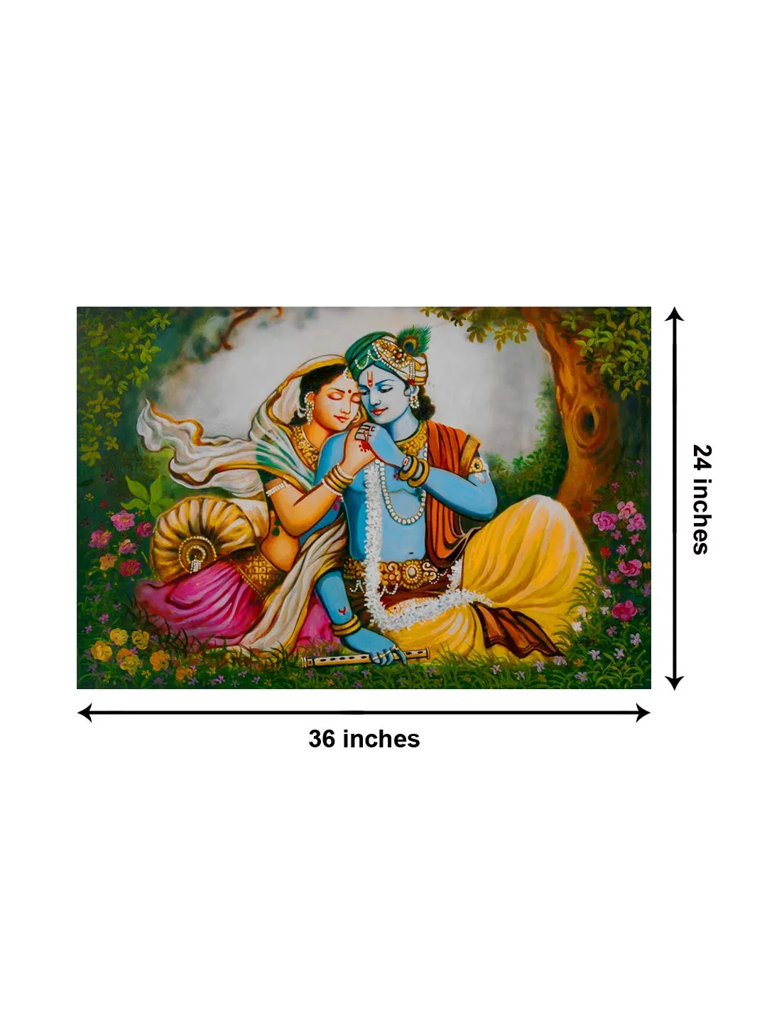 999Store Wooden Stretched Lord Krishna paintings canvas painting radha krishna photo frame Radha Sitting Between The Flowers Wall frames modern stylish room décor home hanging ( Canvas 24X36 Inches Strectched Canvas) FLP24360070