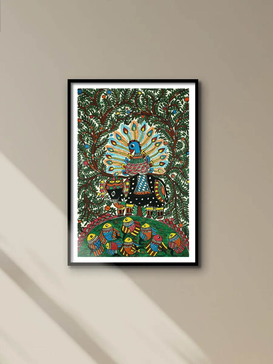 A New Feathery King Madhubani Painting by Ambika Devi