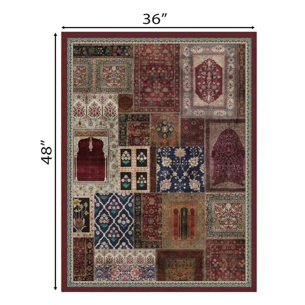 Aalishan Exquisite Indian Carpet Vintage Indian Painting Wall Art Digital Frameless Poster 36 x 48