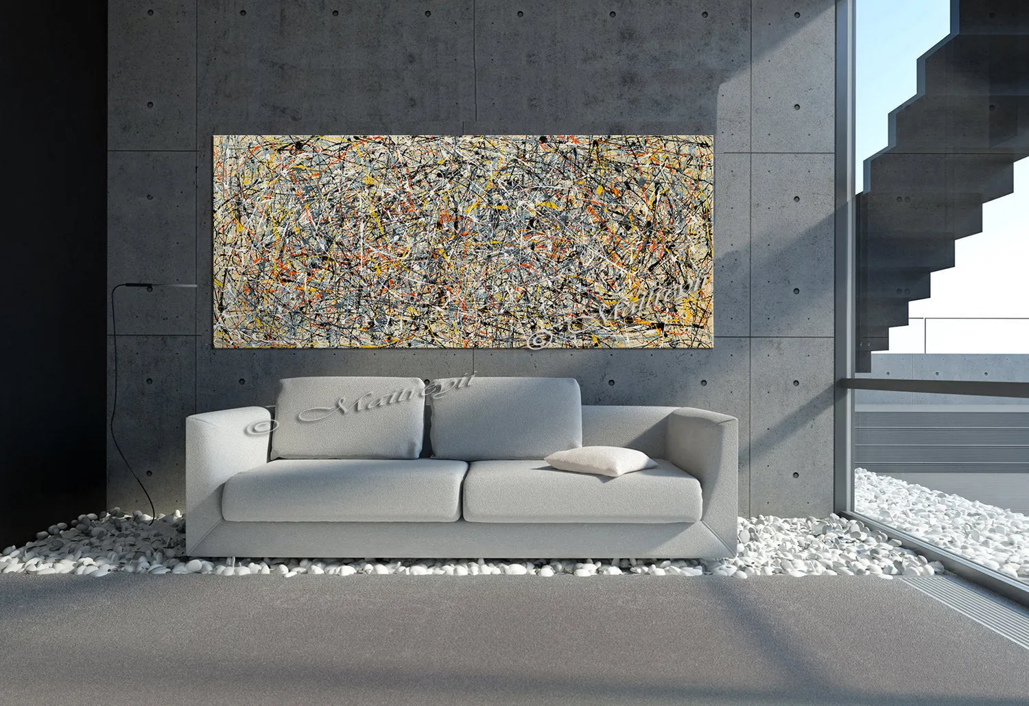 Abstract Angel Paintings | Jackson Pollock Style | Large Modern Art - Vintage Beauty 102