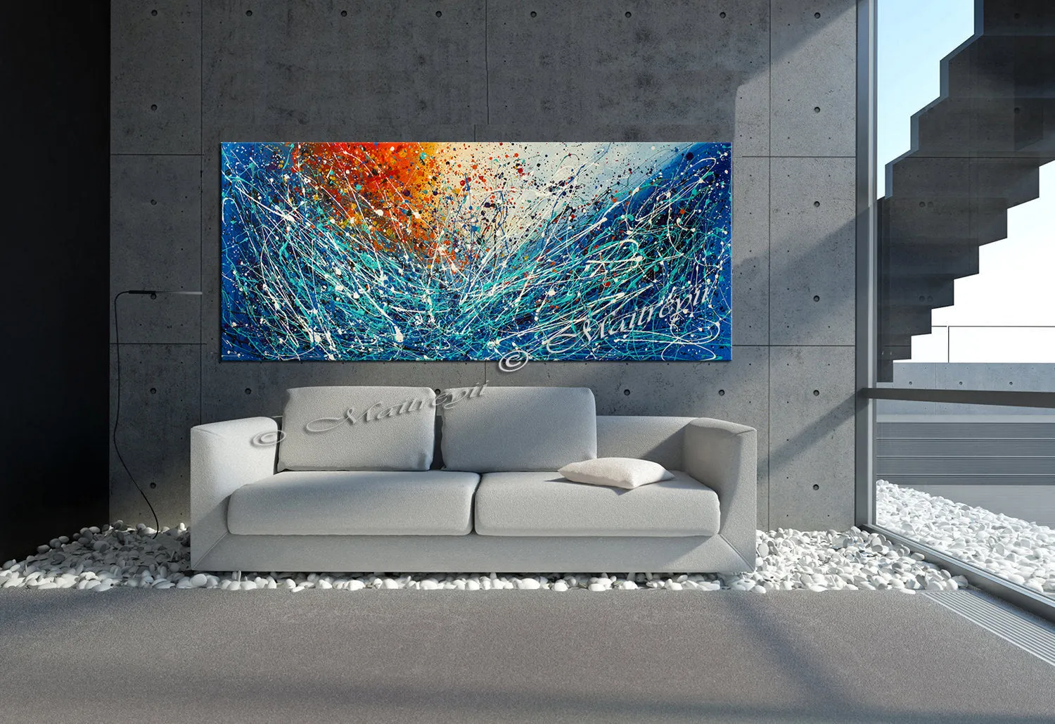 Abstract Angel Paintings | Jackson Pollock Style | Large Modern Art - Vintage Beauty 113