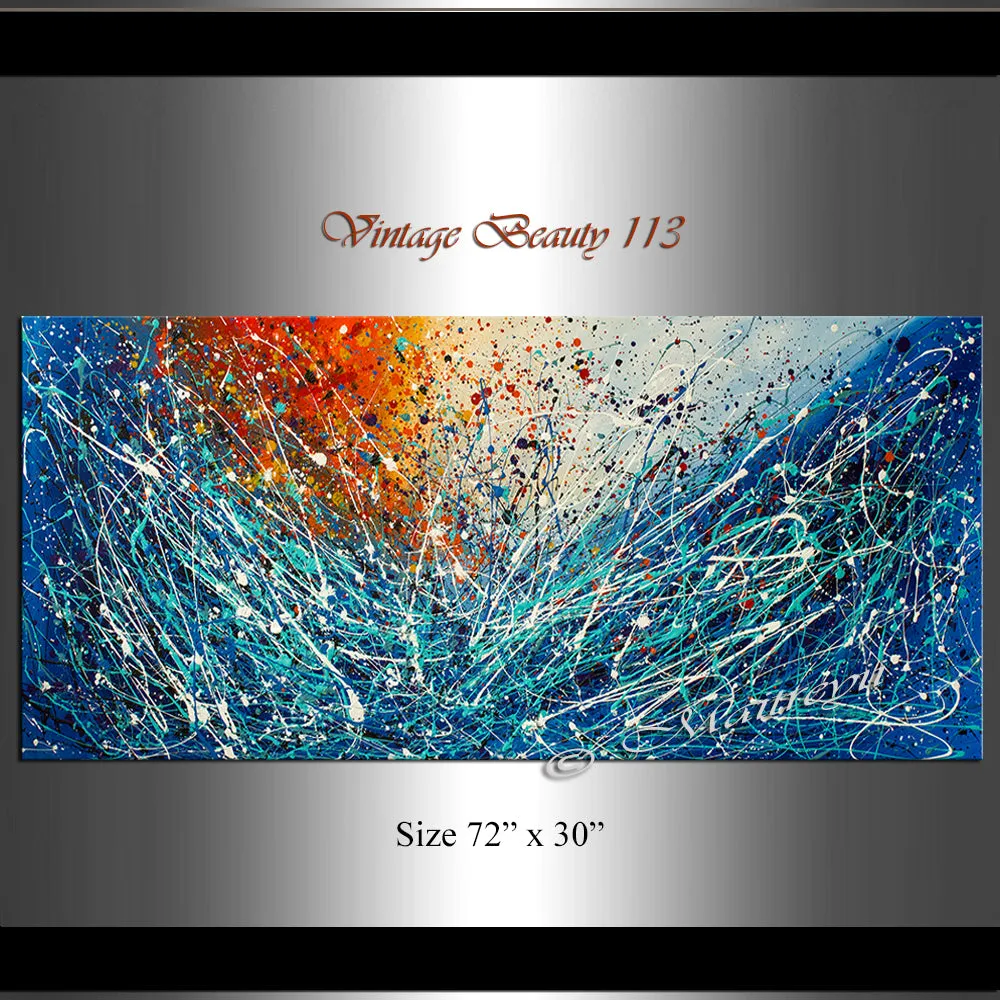 Abstract Angel Paintings | Jackson Pollock Style | Large Modern Art - Vintage Beauty 113