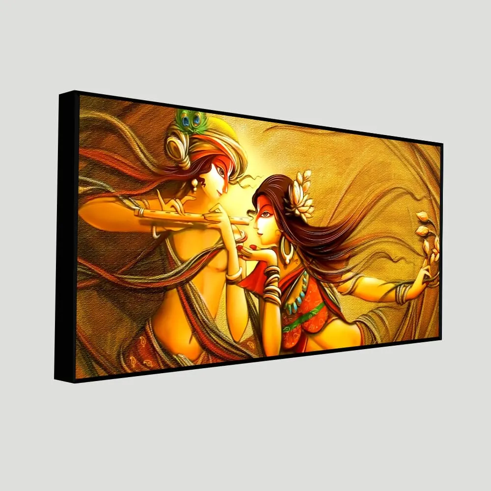 Abstract Art of Lord Radha Krishna Flute Canvas Wall Painting