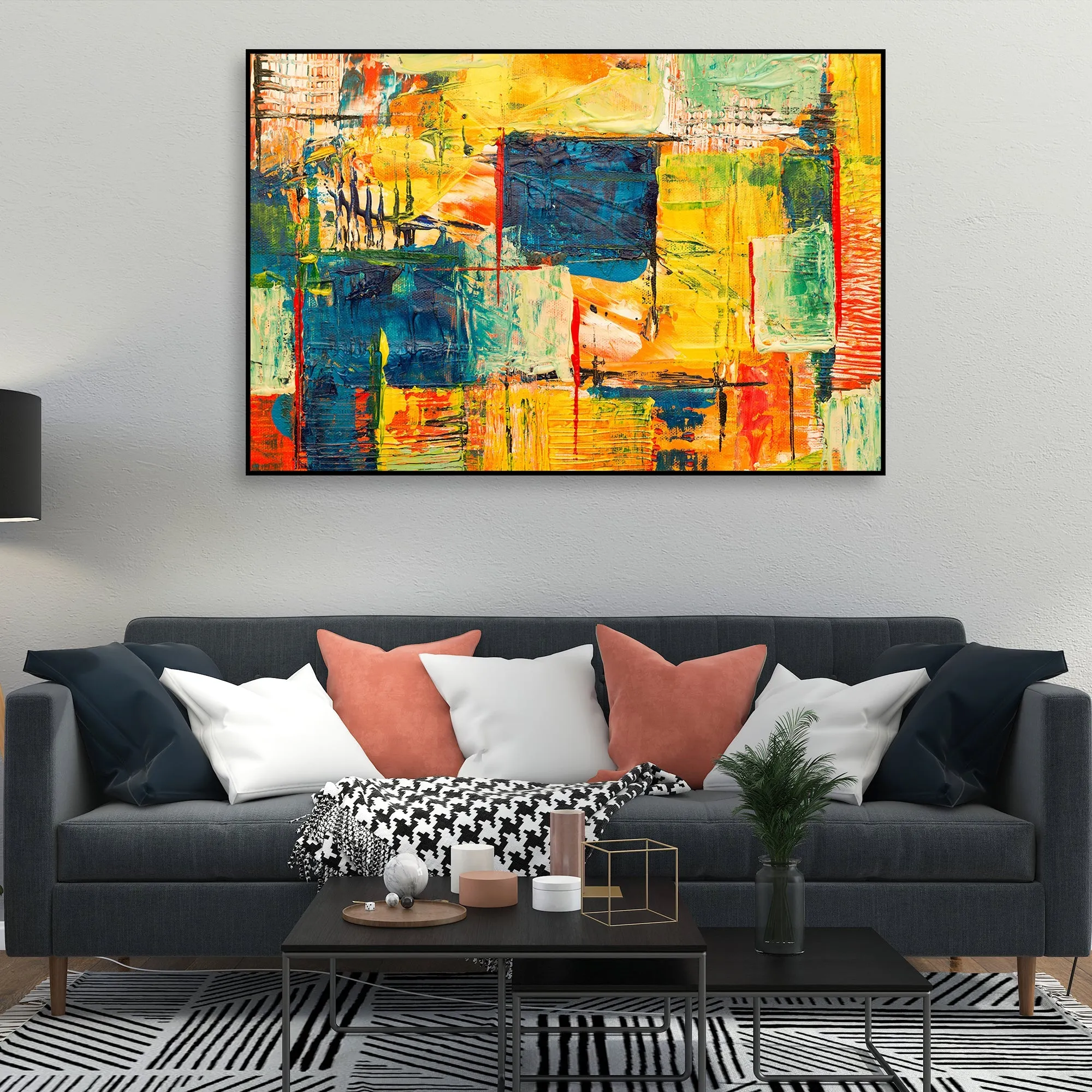 Abstract Art Wall Painting Floating Canvas