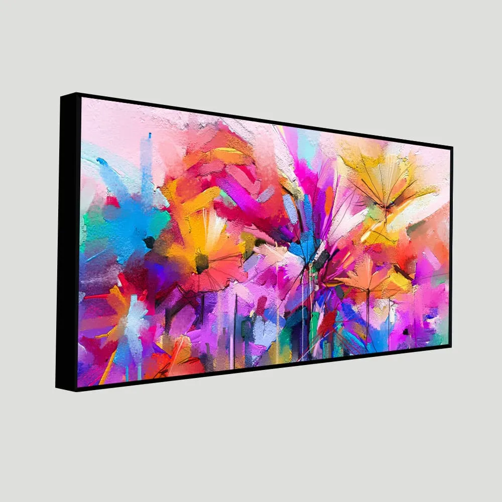 Abstract Colorful Acrylic Painting of Spring Flower