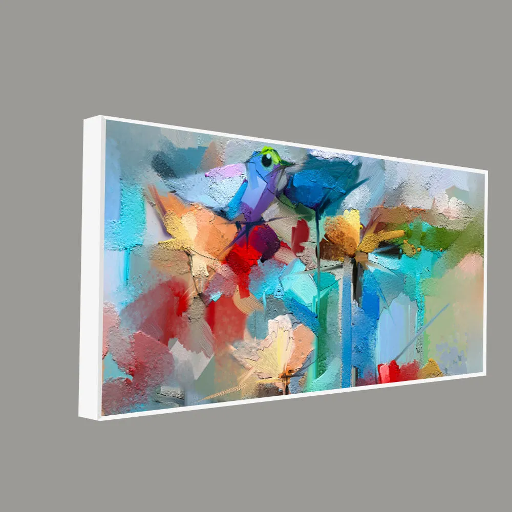 Abstract Colorful Bird and Spring Flower Canvas Wall Painting