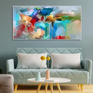 Abstract Colorful Bird and Spring Flower Canvas Wall Painting