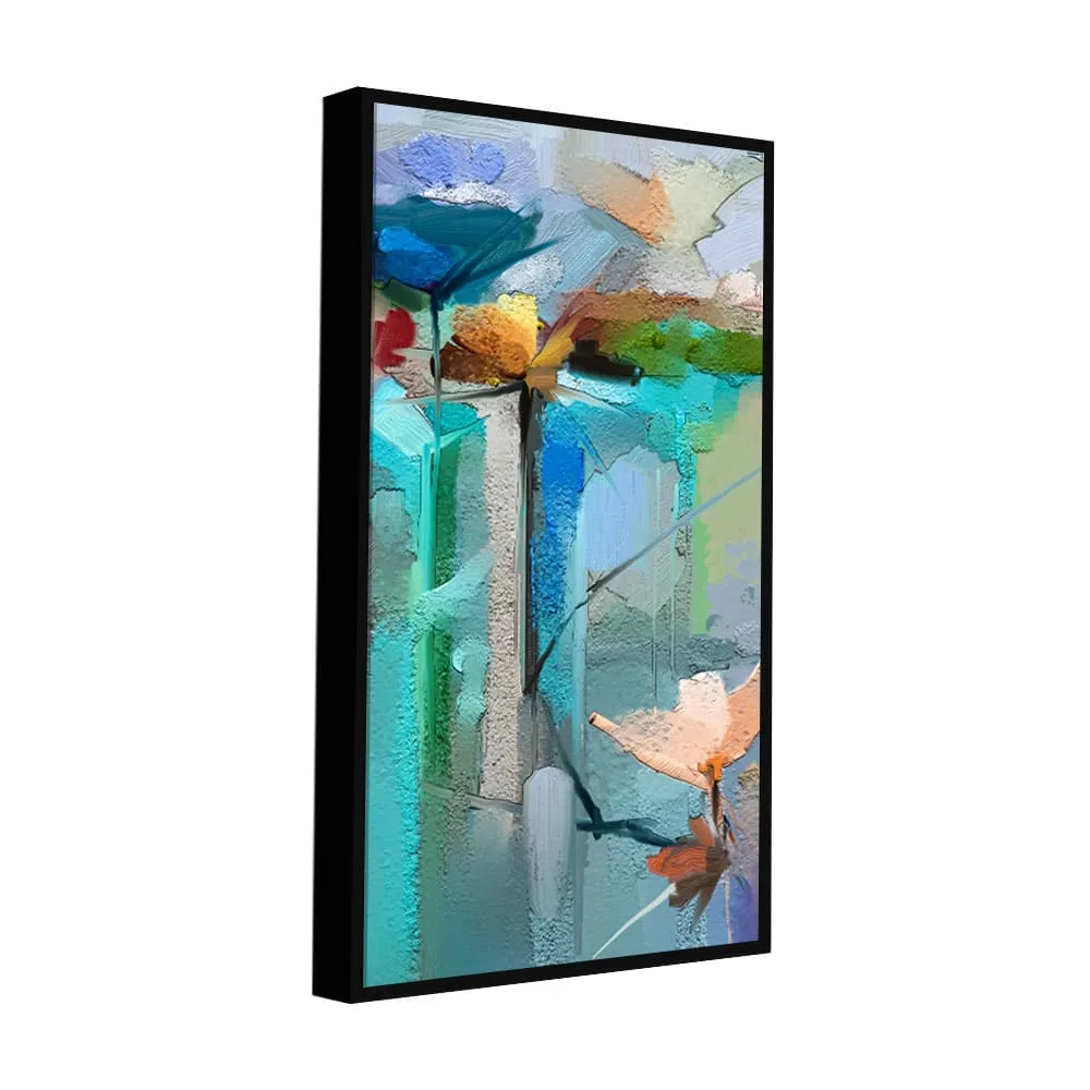 Abstract Colorful Bird and Spring Flower Premium Canvas Wall Painting