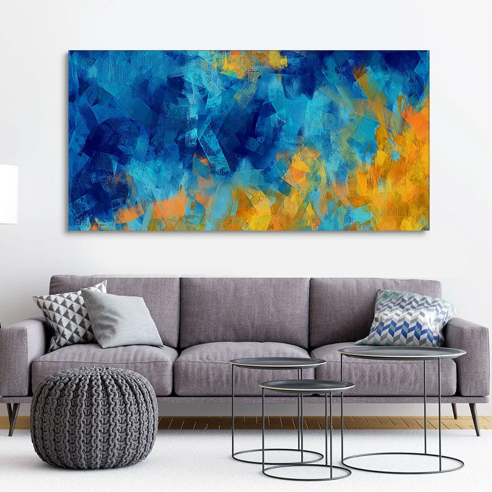 Abstract Colorful Blue Textured Design Art Canvas Wall Painting