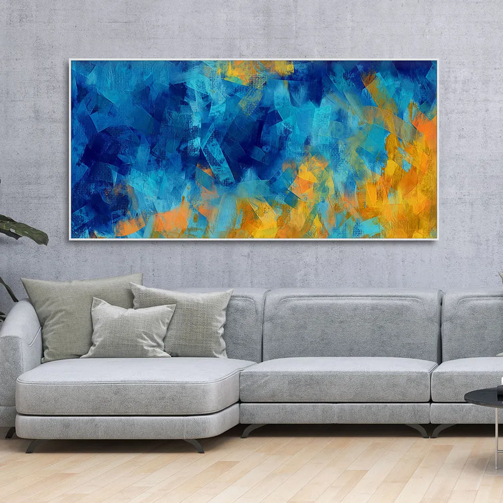 Abstract Colorful Blue Textured Design Art Canvas Wall Painting