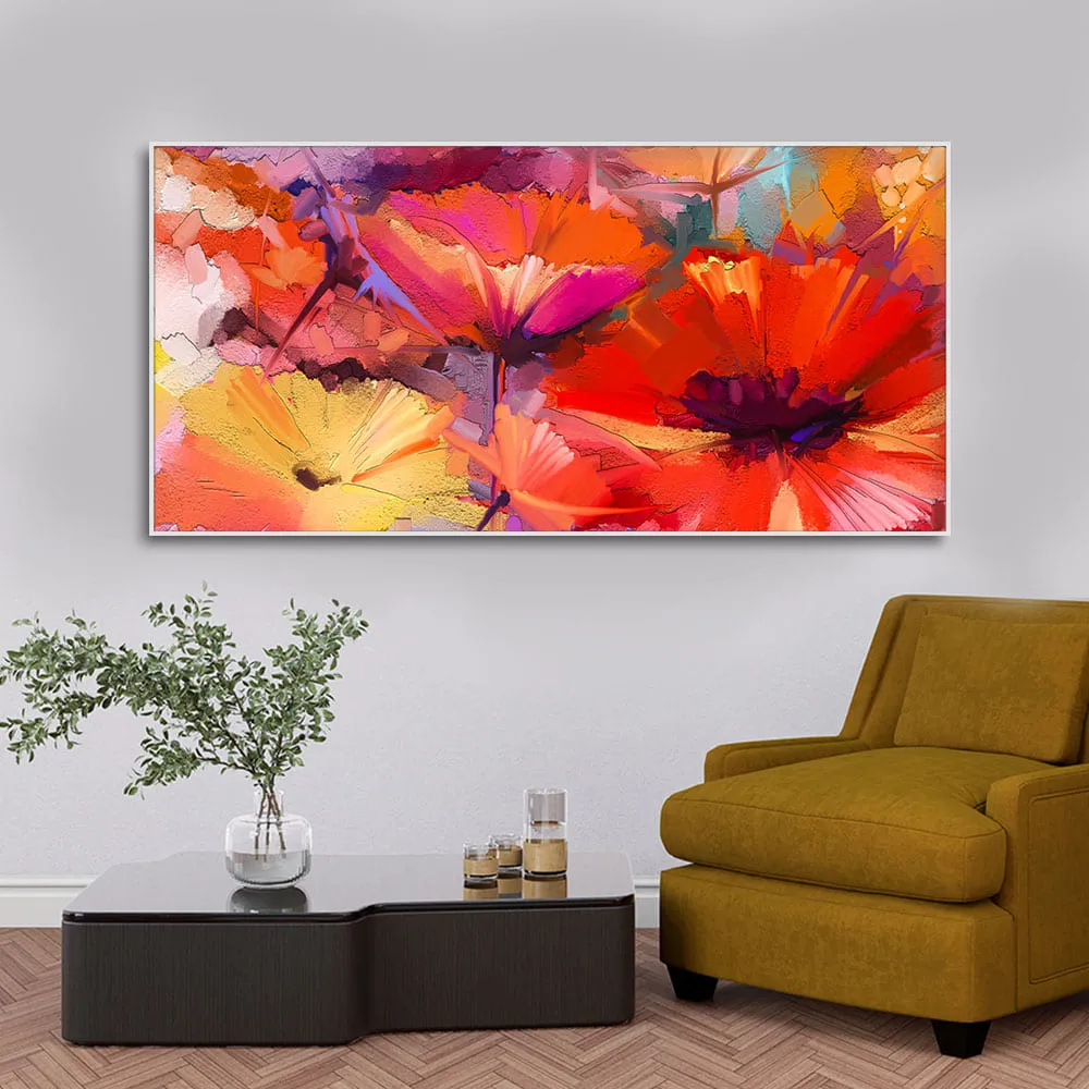 Abstract Colorful Composition of Vibrant Spring Floral Canvas Wall Painting