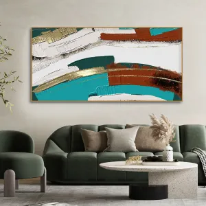 Abstract Golden and White Textured Premium Canvas Wall Painting