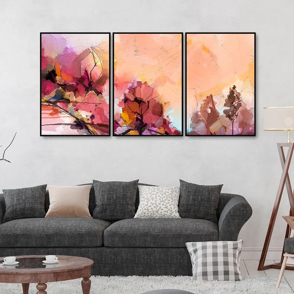 Abstract landscape Contemporary Art Premium Floating Wall Painting Set of 3