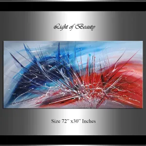 Abstract Painting for sale, Blue, Red Painting Express Shipping,  Home Decor Wall Art  - Beauty of Light