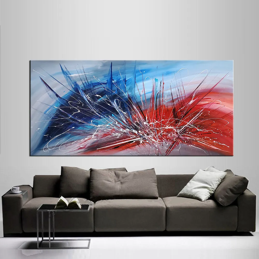 Abstract Painting for sale, Blue, Red Painting Express Shipping,  Home Decor Wall Art  - Beauty of Light