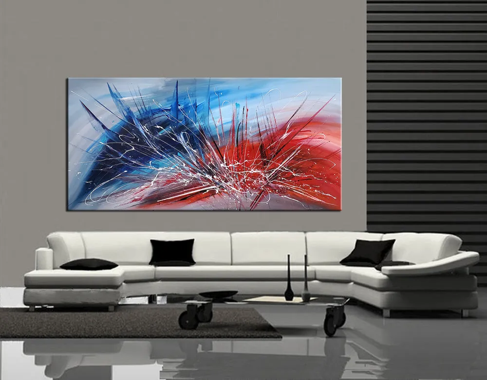 Abstract Painting for sale, Blue, Red Painting Express Shipping,  Home Decor Wall Art  - Beauty of Light