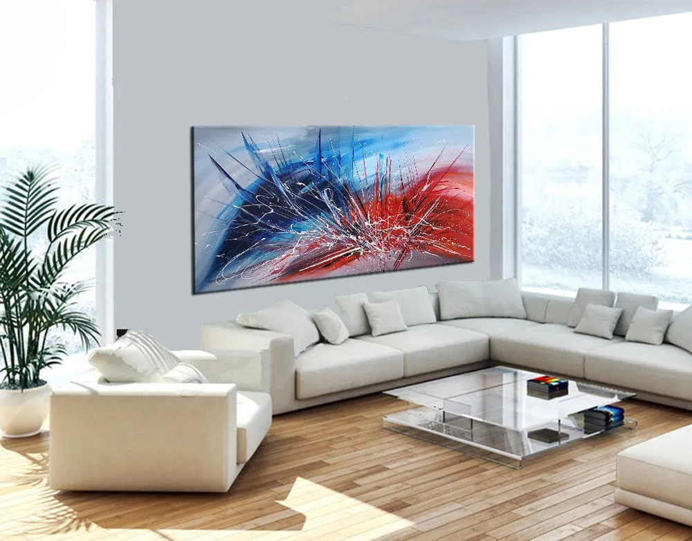 Abstract Painting for sale, Blue, Red Painting Express Shipping,  Home Decor Wall Art  - Beauty of Light