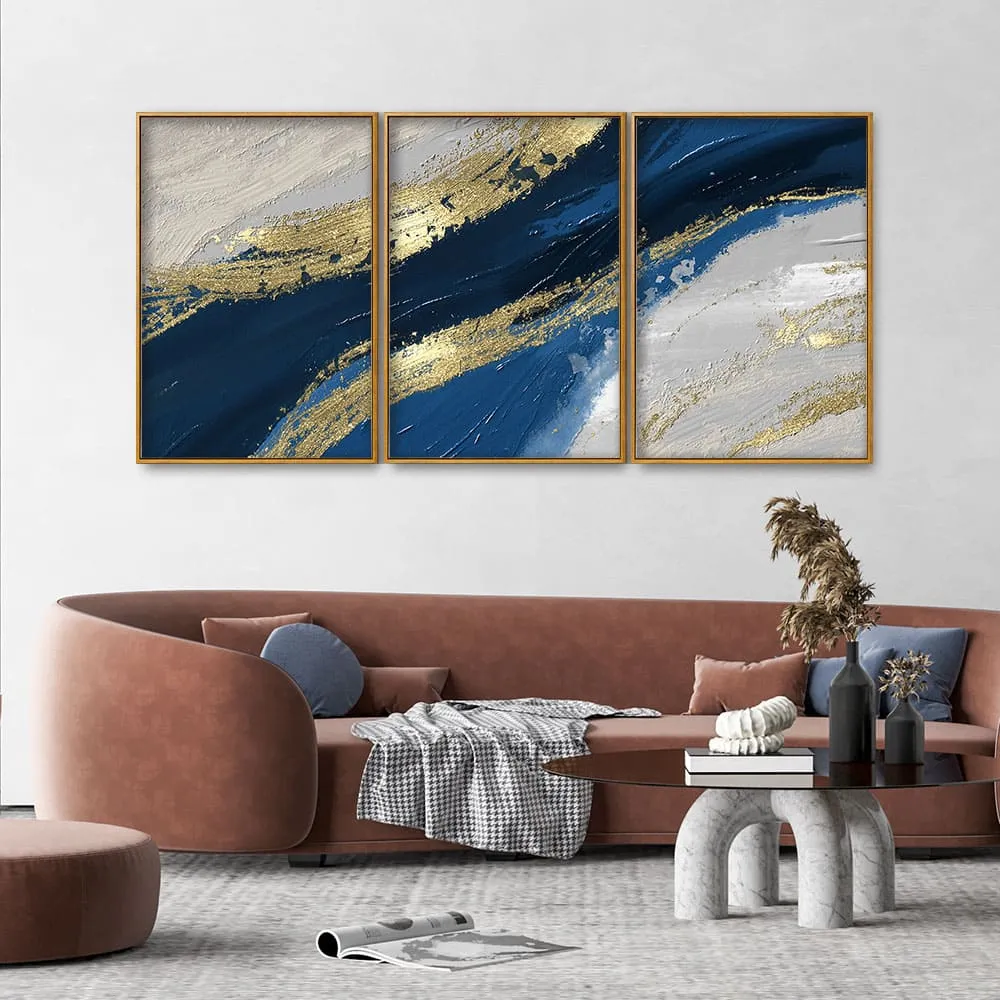 Abstract Wave Acrylic Premium Floating Canvas Wall Painting Set of Three