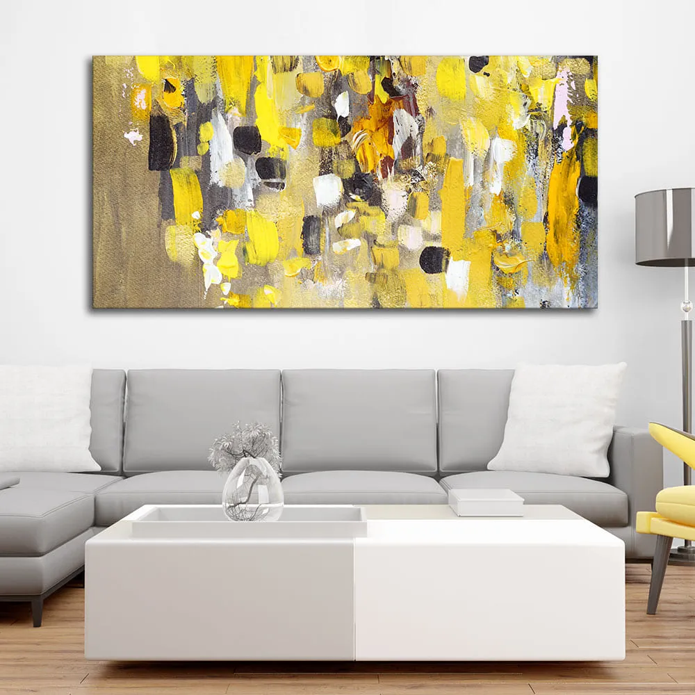 Abstract Yellow Wall Art Premium Canvas Wall Painting