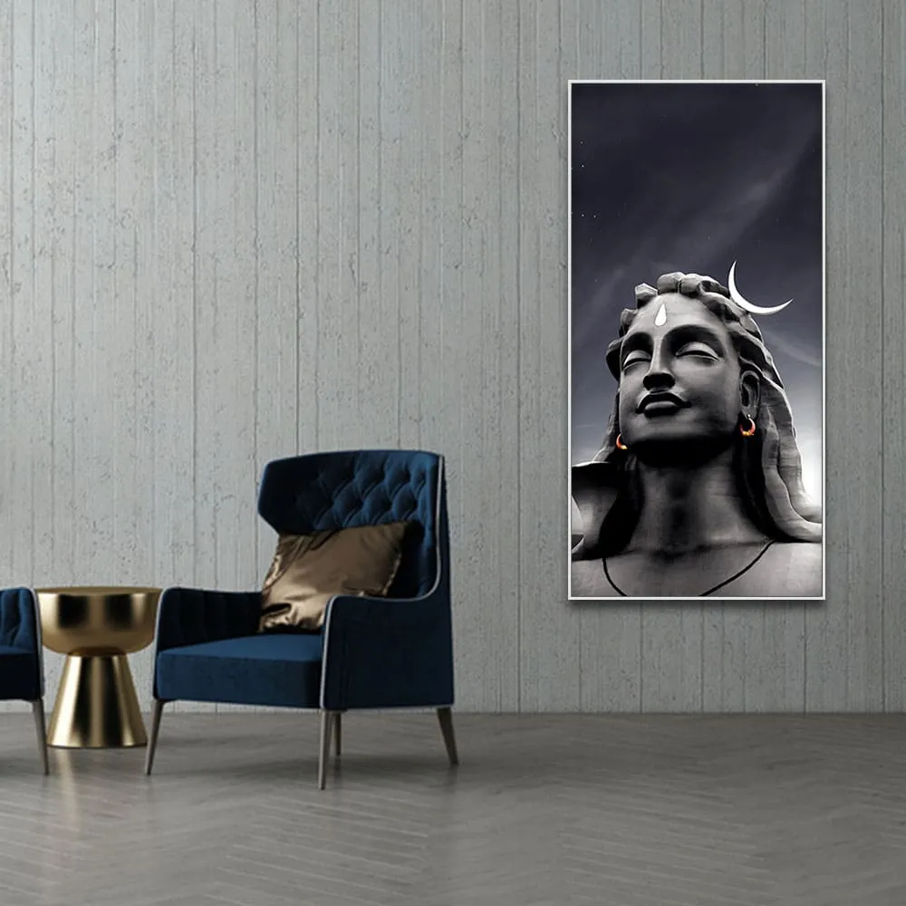 Adiyogi Shiva with Moon on the Head Canvas Wall Painting