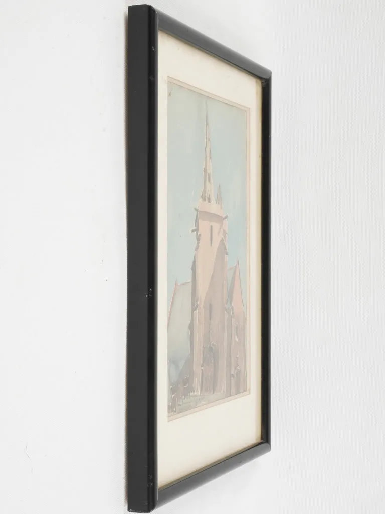 Antique French Watercolor of Stone Church – Ploumanac'h, 1926 17¼ x  13"