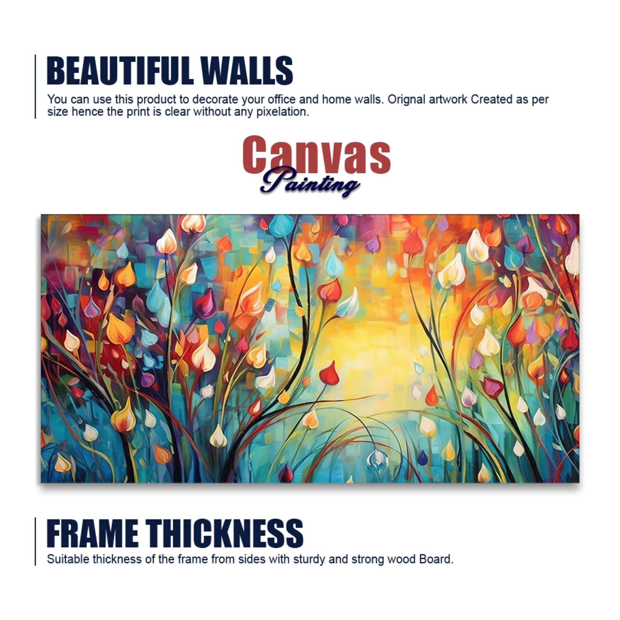 Beautiful Abstract Art of Colorful Flowers Canvas Wall Painting