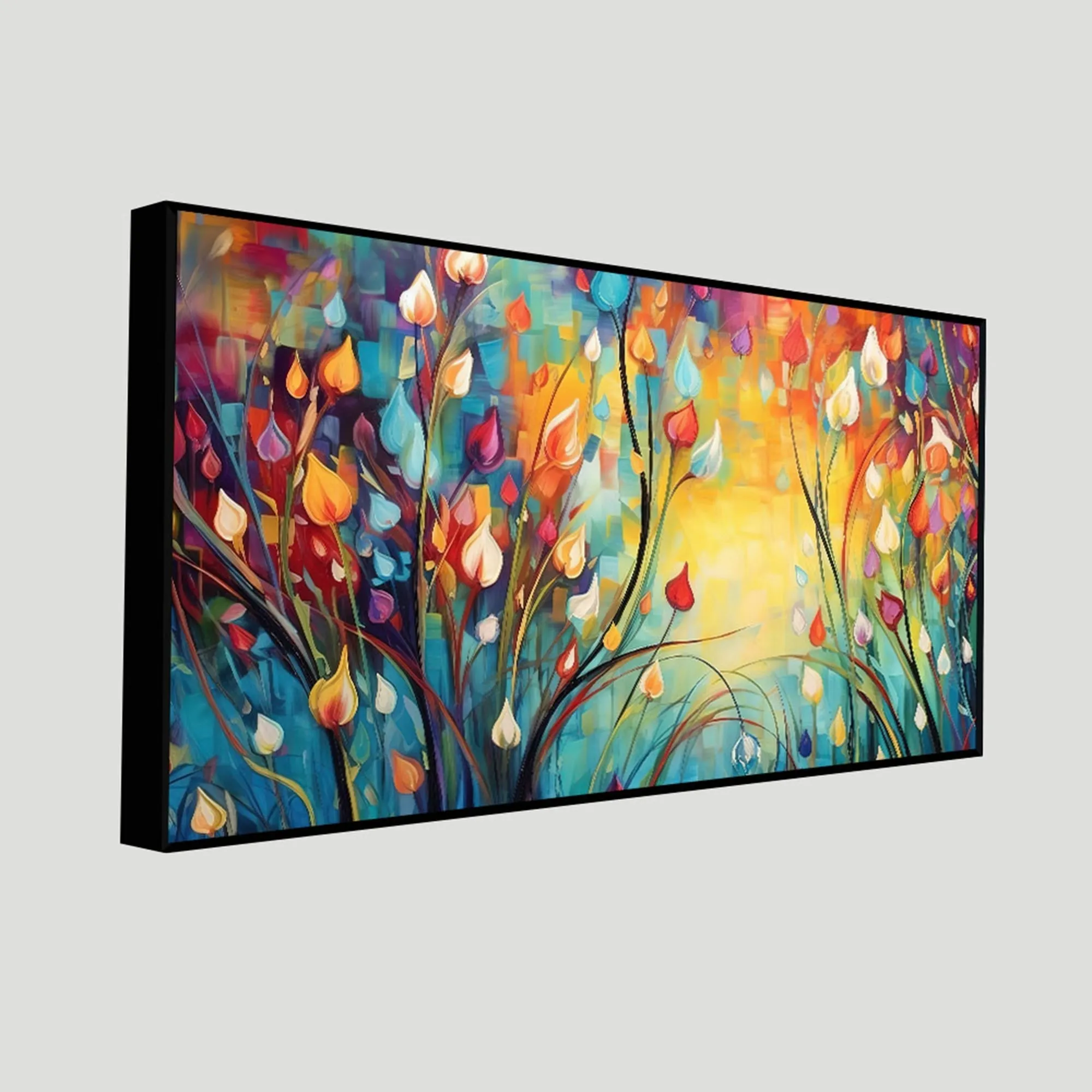 Beautiful Abstract Art of Colorful Flowers Canvas Wall Painting