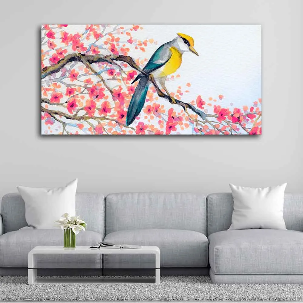 Beautiful Bird on Tree Branch Wall Painting