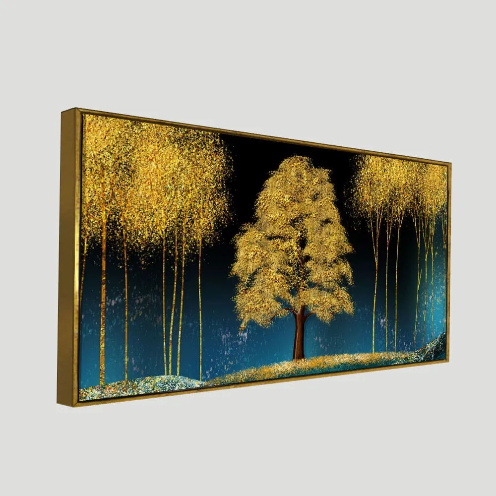 Beautiful Blue Sky and Golden Tree Canvas Wall Painting