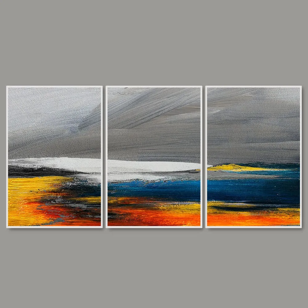 Beautiful Colorful Blend Unique Art Floating Canvas Wall Painting Set of Three