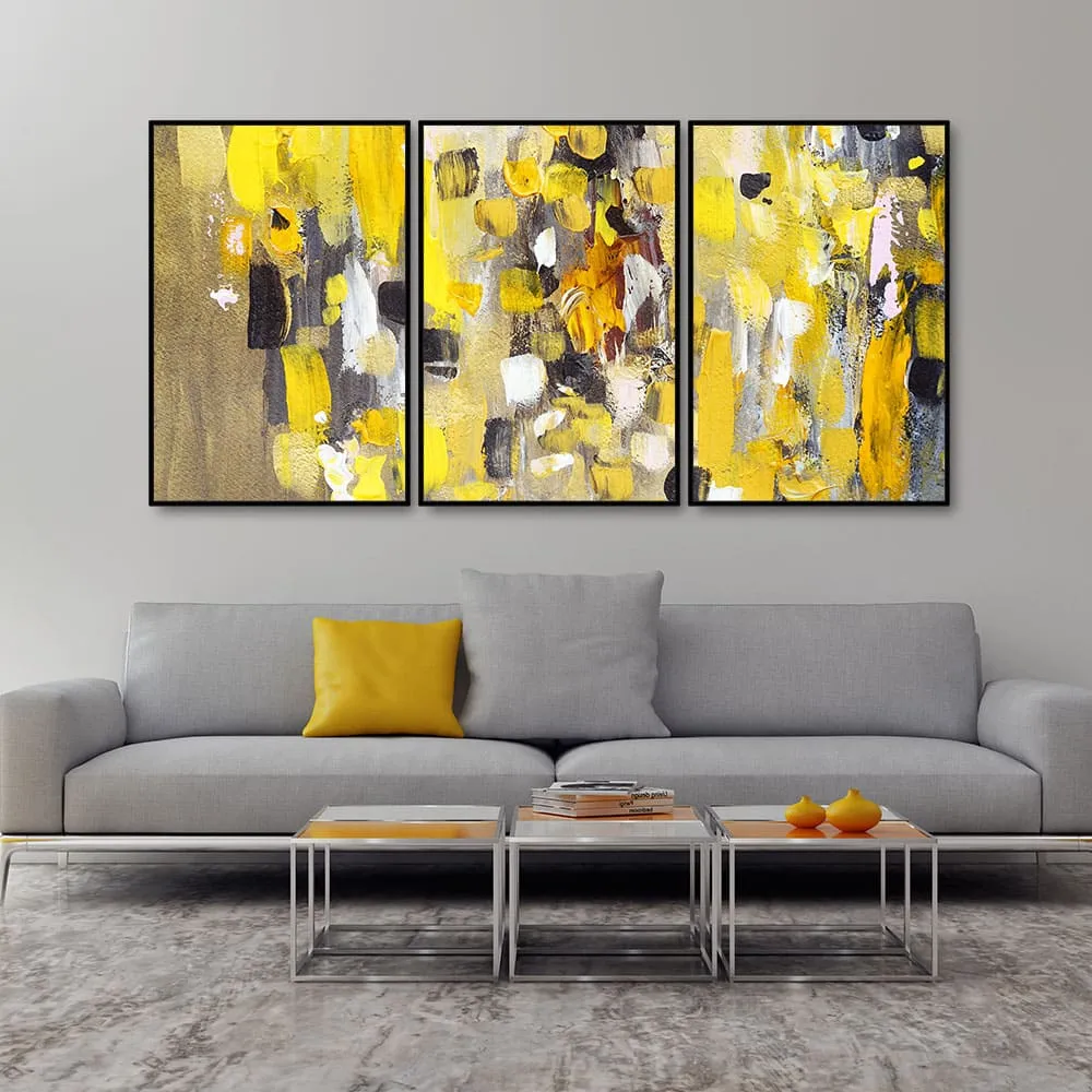 Beautiful Colorful Texture Abstract Art Floating Wall Painting Set of 3