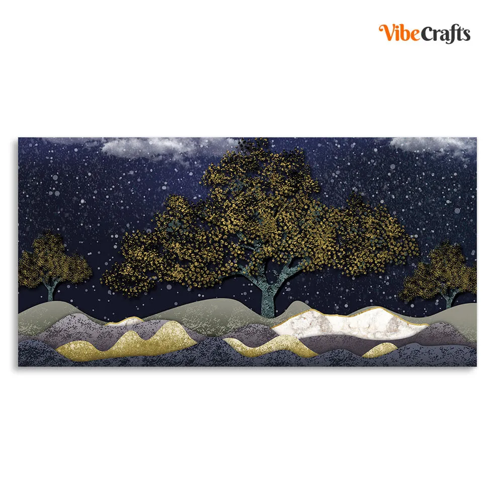 Beautiful Dark Blue Snowy Background Canvas Wall Painting