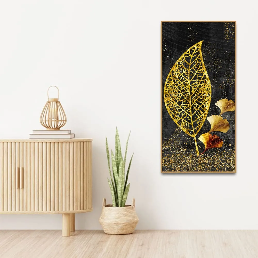 Beautiful Golden Ginkgo Leaf Canvas Wall Painting