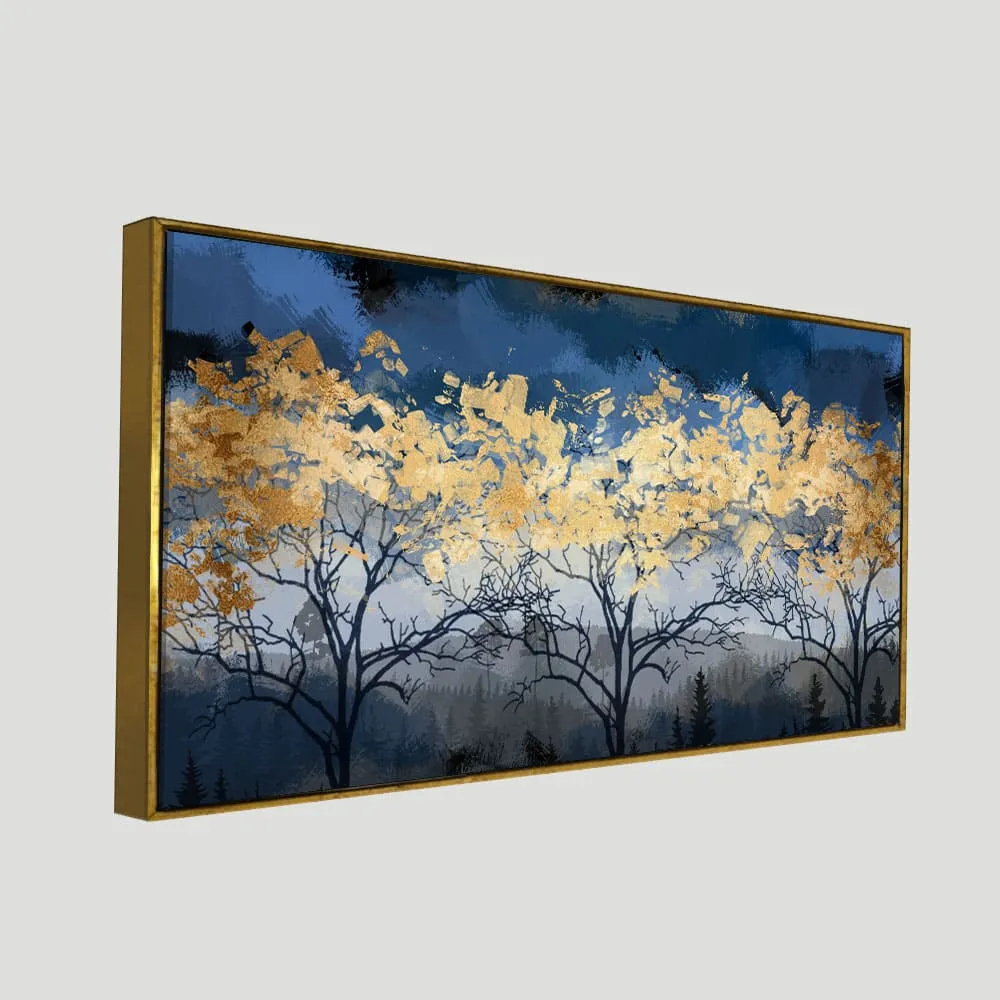 Beautiful Golden Tree Abstract Design Premium Canvas Wall Painting