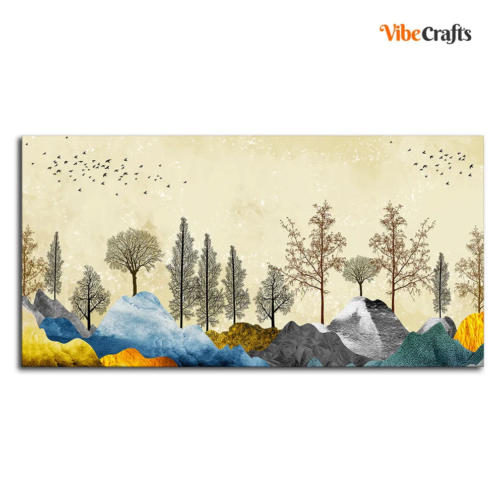 Beautiful Mountain Landscape with Trees Premium Canvas Wall painting