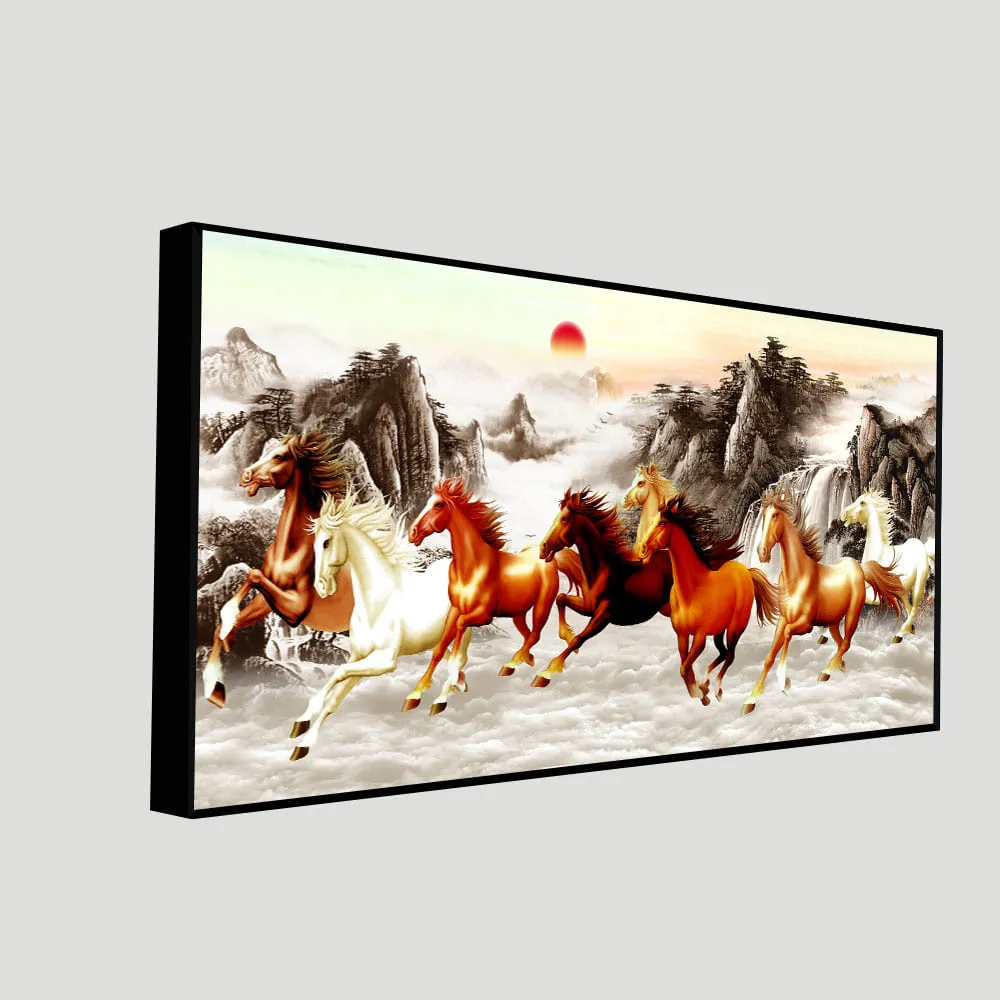 Beautiful Running Horses at Sunset Premium Canvas Wall Painting