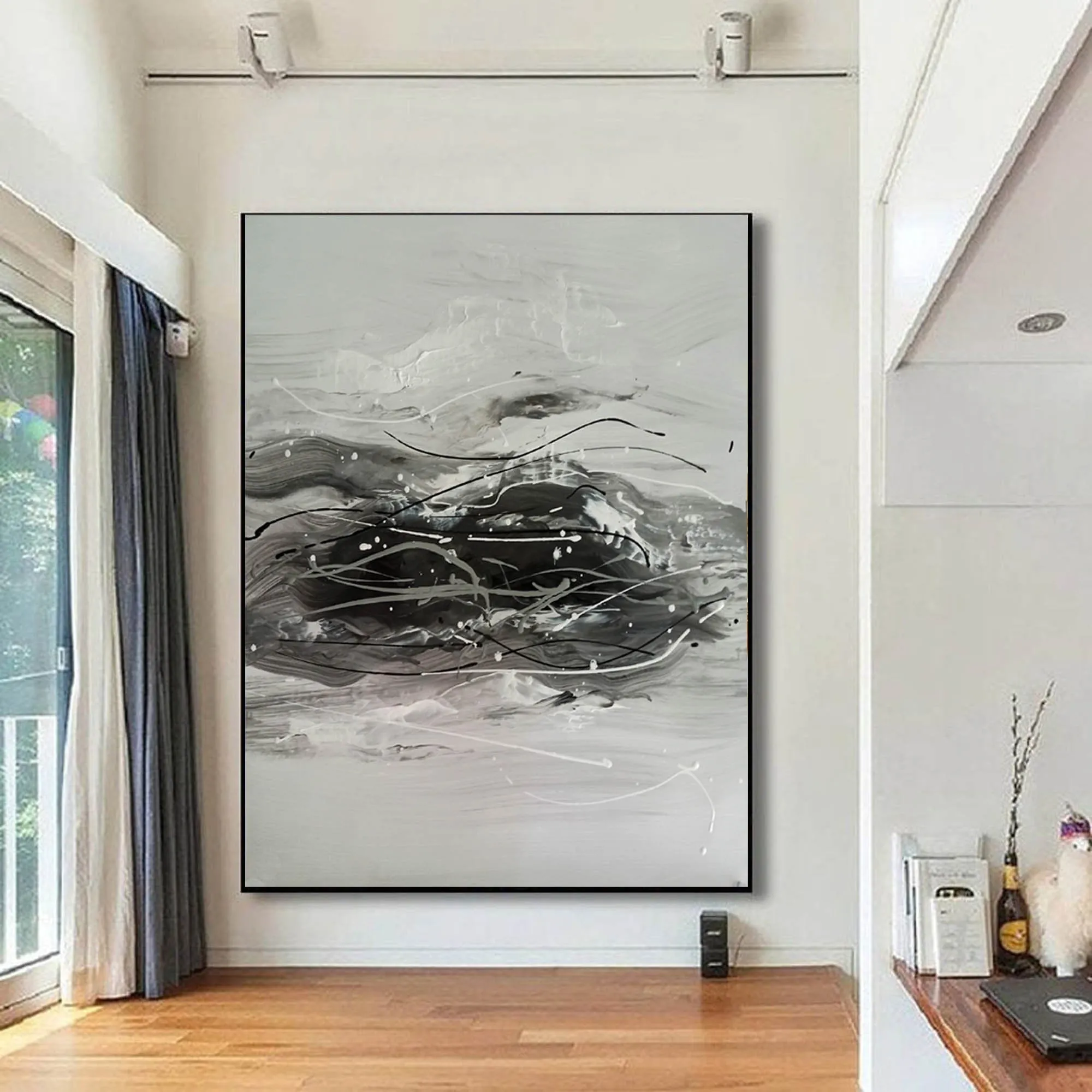 Black And White Abstract Painting Minimalist Painting Cp029