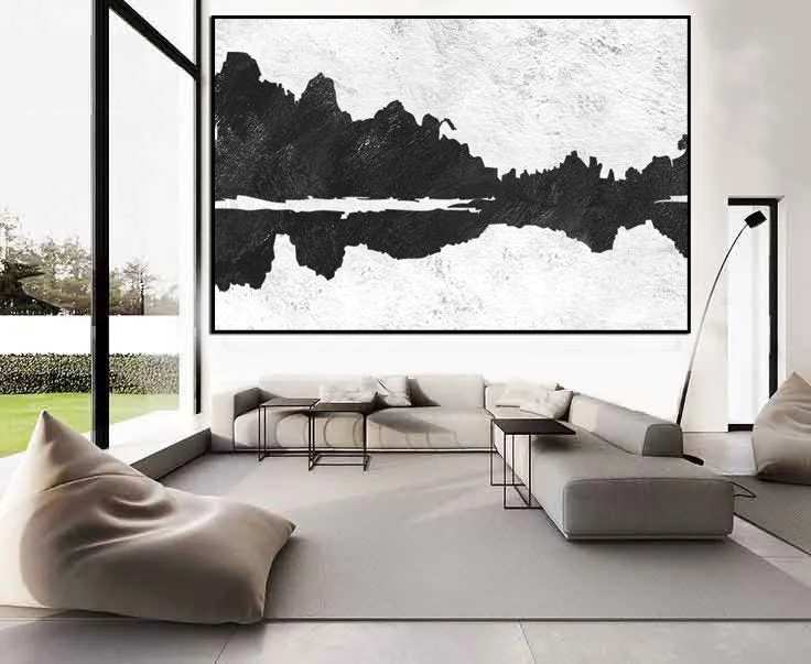 Black and White Minimalist Modern Wall Art Acrylic Painting Yp102