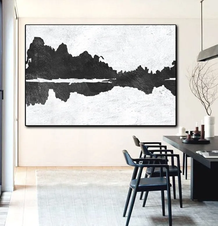 Black and White Minimalist Modern Wall Art Acrylic Painting Yp102