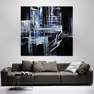 Black White Art Original Modern Painting - Crystal Palace