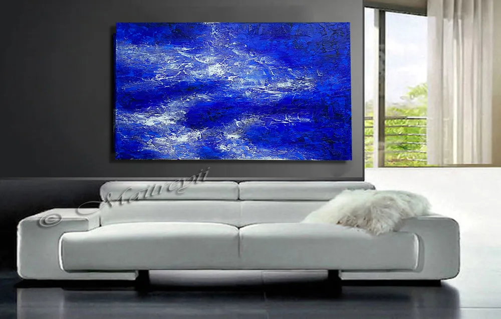 Blue Texture Art | Blue Visual Depth Painting | LargeModernArt