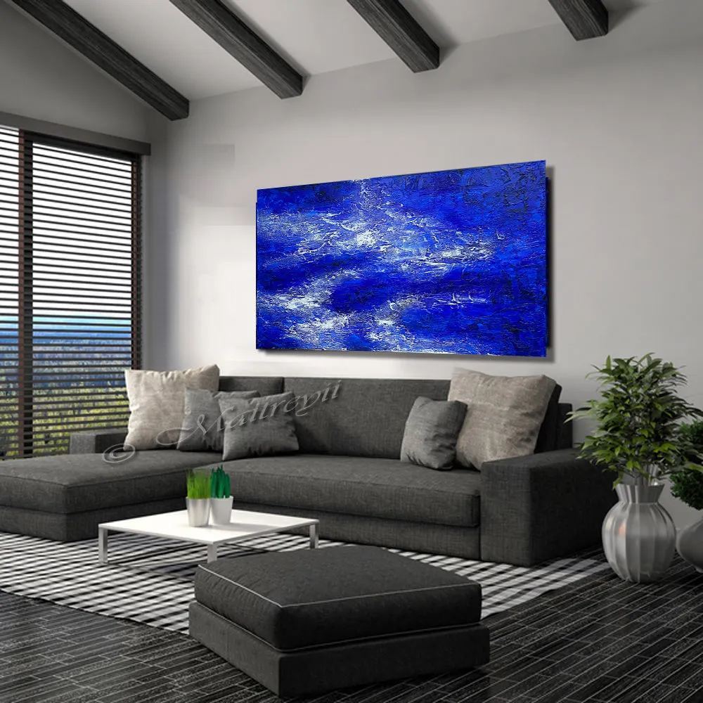 Blue Texture Art | Blue Visual Depth Painting | LargeModernArt