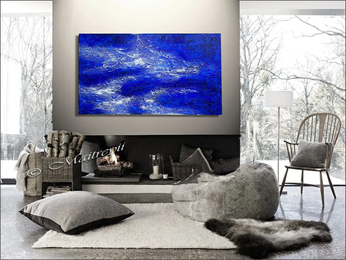 Blue Texture Art | Blue Visual Depth Painting | LargeModernArt