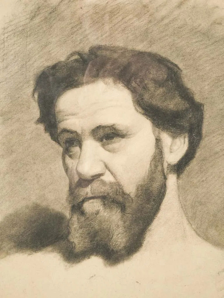 Circa 1870s, framed pencil portrait study of bearded man 14½ x  13"