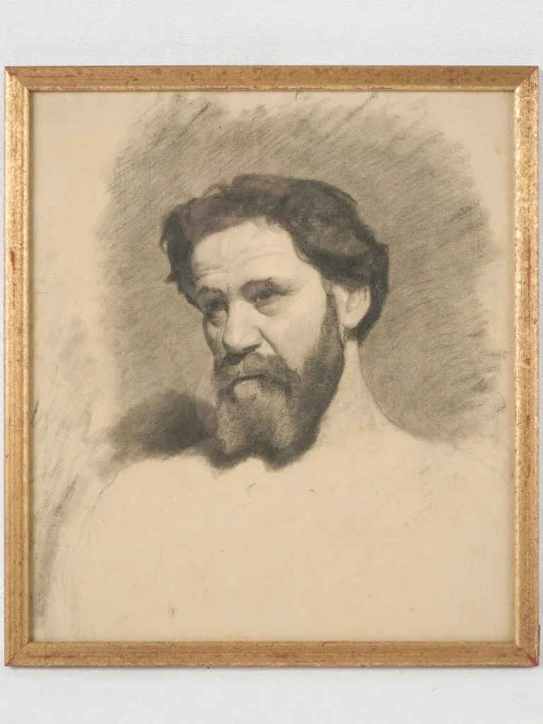 Circa 1870s, framed pencil portrait study of bearded man 14½ x  13"