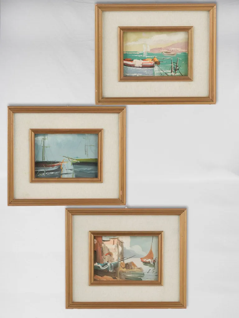 Collection of three vintage coastal landscape paintings 12¼" x 14½"