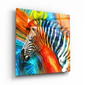 Colorful Giraffe Glass Wall Art