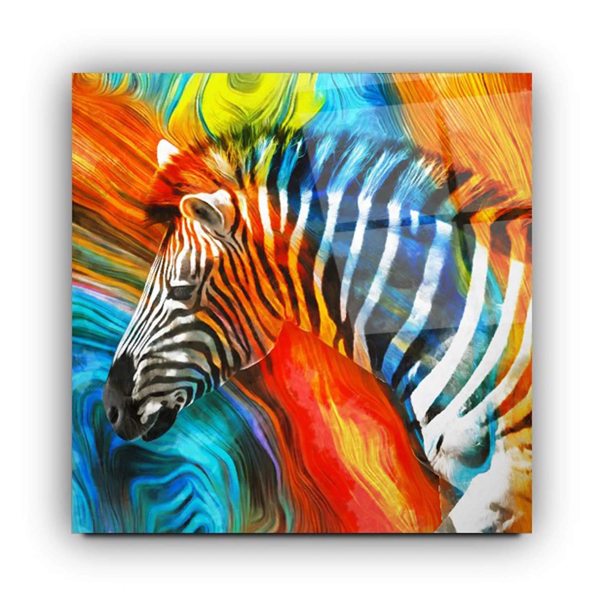 Colorful Giraffe Glass Wall Art