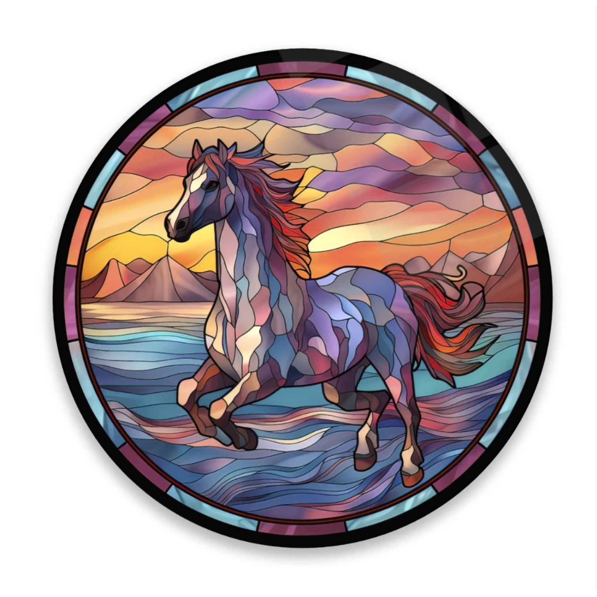 Coloured Horse Glass Wall Art